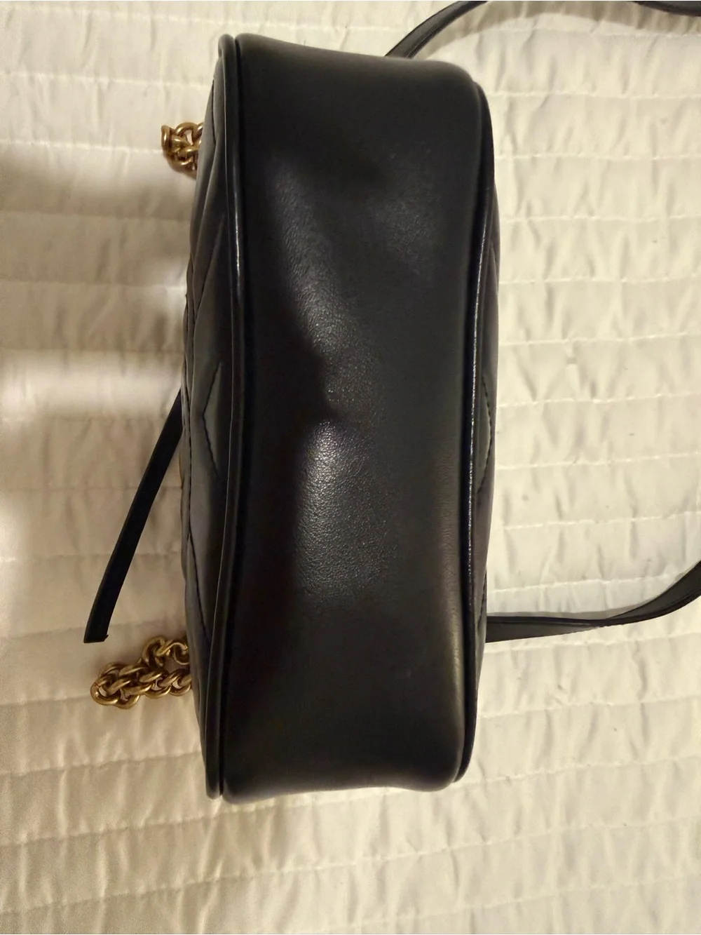 Gucci Black Chevron GG Marmont Crossbody Bag
